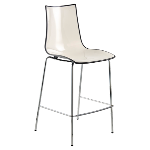 tabouret bas polymere electra bicolore blanc et anthracite structure en acier chrome